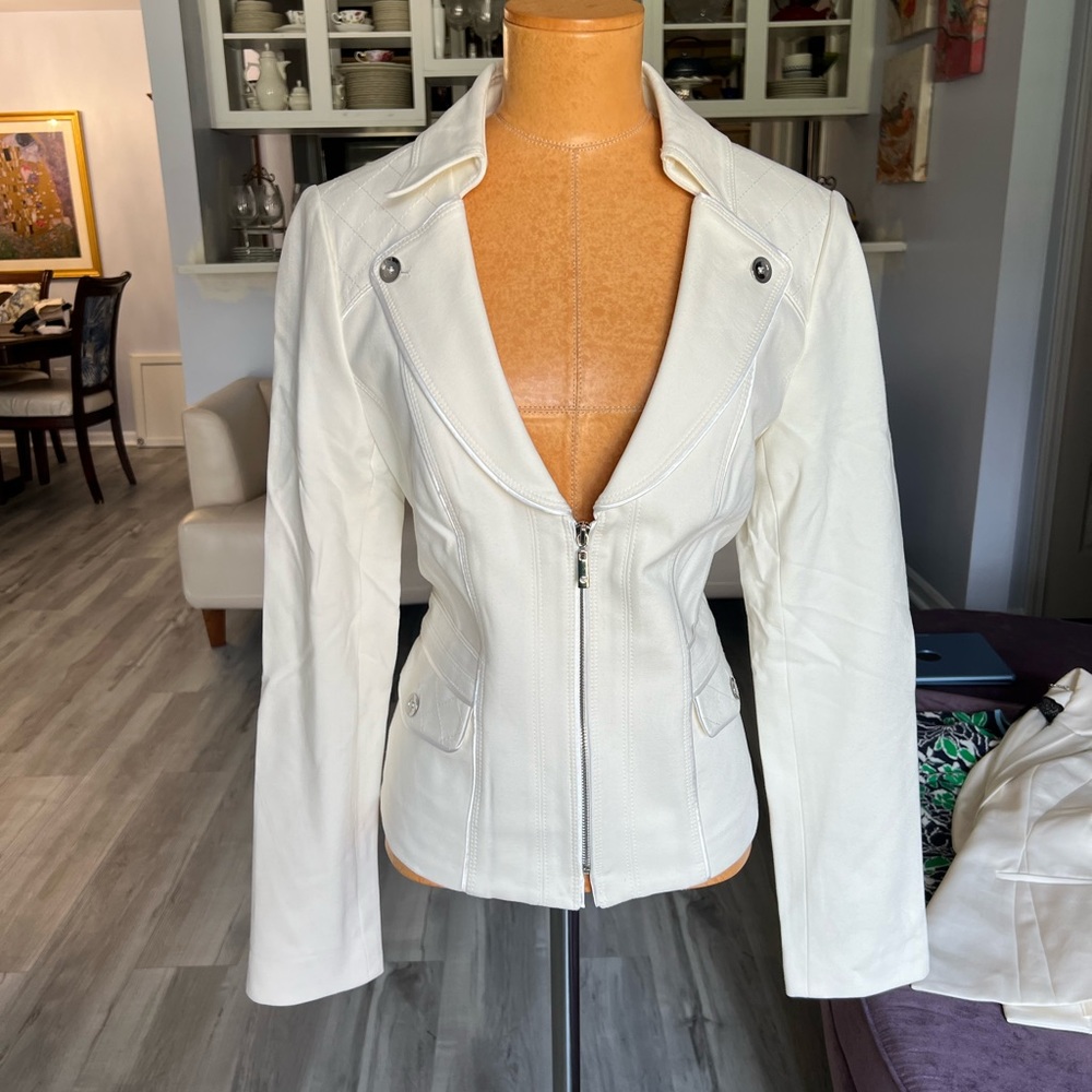 WHBM - winter white ponte knit military jacket